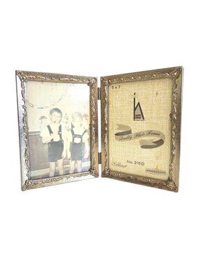 Vintage 5x7 Double Hinged Ornate Metal Photo Frame By Metalcraft Woolworths